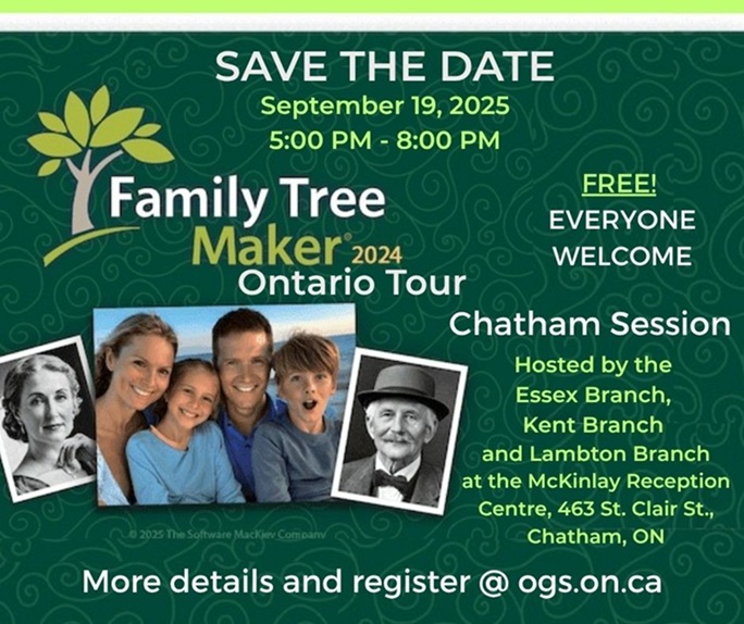 Family Tree Maker Ontario Tour 2025 at McKinlay Reception Centre