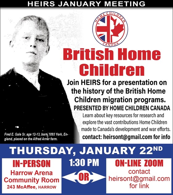 Presentation by HOME CHILDREN CANADA about British Home Children